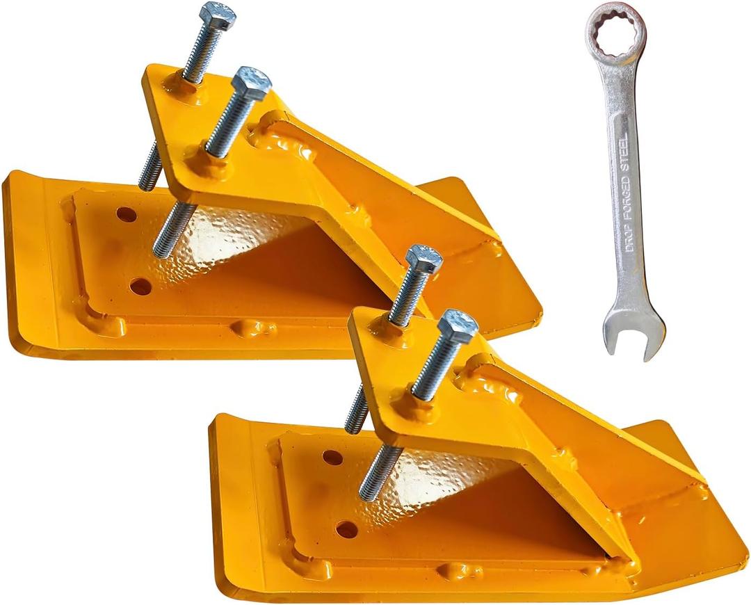Tractor Bucket Protector, 2 Ski Edge Protectors, Lawn Groomer Anti-skid Protector Anti-skid Edge Protector Heavy Duty Steel Bucket Attachment,yellow