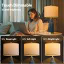 USumkky 24.5" Modern 3-Way Dimmable Touch Control with 5FT Cord & USB A+C Ceramic Lamps Set of 2 Table Lamp for Living Room Bedroom Farmhouse Nightstand Bedside Blue