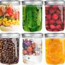 Miuyhji Wide Mouth Mason Jars 16 oz with Lids [6 Pack], Canning Jars with Metal Airtight Lids and Bands, 16 oz Glass Jars for Fermenting, Pickling, Freezing, Preserving, Meal Prep, Jar Dcor