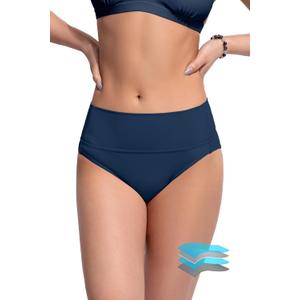 Beautikini Period Swimwear Bikini Menstrual Swim Bottoms Leakproof Bathing Suits for Teens Girl (Small, Dark Blue)