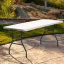 BestOffice Outdoor 6 FT Folding Camping Table Plastic Table Portable Square Height Dining Table Perfect for Picnics, Parties, Party and Camping, White