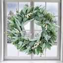 26" Eucalyptus Wreaths Large Artificial Greenery Outdoor/Indoor Wreath Spring/Summer/Winter Xmas Wreath Green Wreaths for Front Door Porch Window Wall Hanging Decor All Year Round Wr-eathGreen