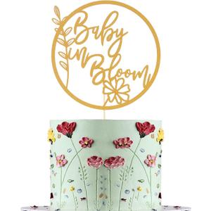 Baby in Bloom Cake Topper - Flower Theme Baby Shower Cake Topper, Floral Baby Shower Gender Reveal Patry Cake Decorations