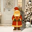 Chunful 3ft Christmas Wooden Porch Decor Winter Front Door Welcome Standing Porch Sign Retro Merry Christmas Welcome Standing Sign for Door Home Yard Holiday Party Outdoor Decorations(Santa)