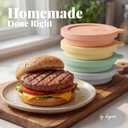 kayaso Silicone Hamburger Patty Mold Set, Reusable Burger Press with Lid, Food-Grade Nonstick Patty Mold for Beef, Chicken & Veggie Burgers, Easy Release, Multicolor (Soft Pastel)