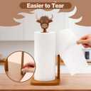 Leinuosen Brown Paper Towel Holder Cute Highland Cow Wooden Paper Towel Holder Brown Bathroom Countertop Accessories Kitchen Stand Organizer Standing Apartment Decor Housewarming Gift