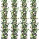 4 Pack 5.68 FT Artificial Daisy Garland with 3D Butterfly, Hanging Fake Flowers Greenery Eucalyptus Garland Floral Vines for Wedding Table Home Room Sping Decor