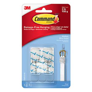Command Clear Medium Wire Toggle Hook 2 lb Transparent 2 Hooks 3 StripsPack 
