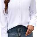 siliteelon Button Down Dress Shirts for Women Long Sleeve Wrinkle Free Shirts Solid Work Business Formal Button Up Shirt 2XL