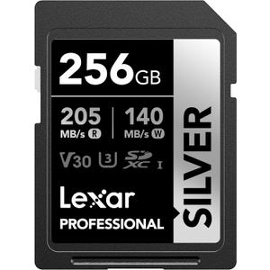 Lexar 256GB Professional Silver SD Card, UHS-I, C10, U3, V30, 4K, Up to 205/140 MB/s SDXC Memory Card, for Photographer, Videographer, Enthusiast (LSDSILV256G-BNNNU)