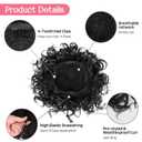 HOOJIH Messy Hair Bun Hair Piece Elastic Drawstring Loose Wave Large Curly Bun Short Synthetic Ponytail Extension for Women Daily Use - Natural Black