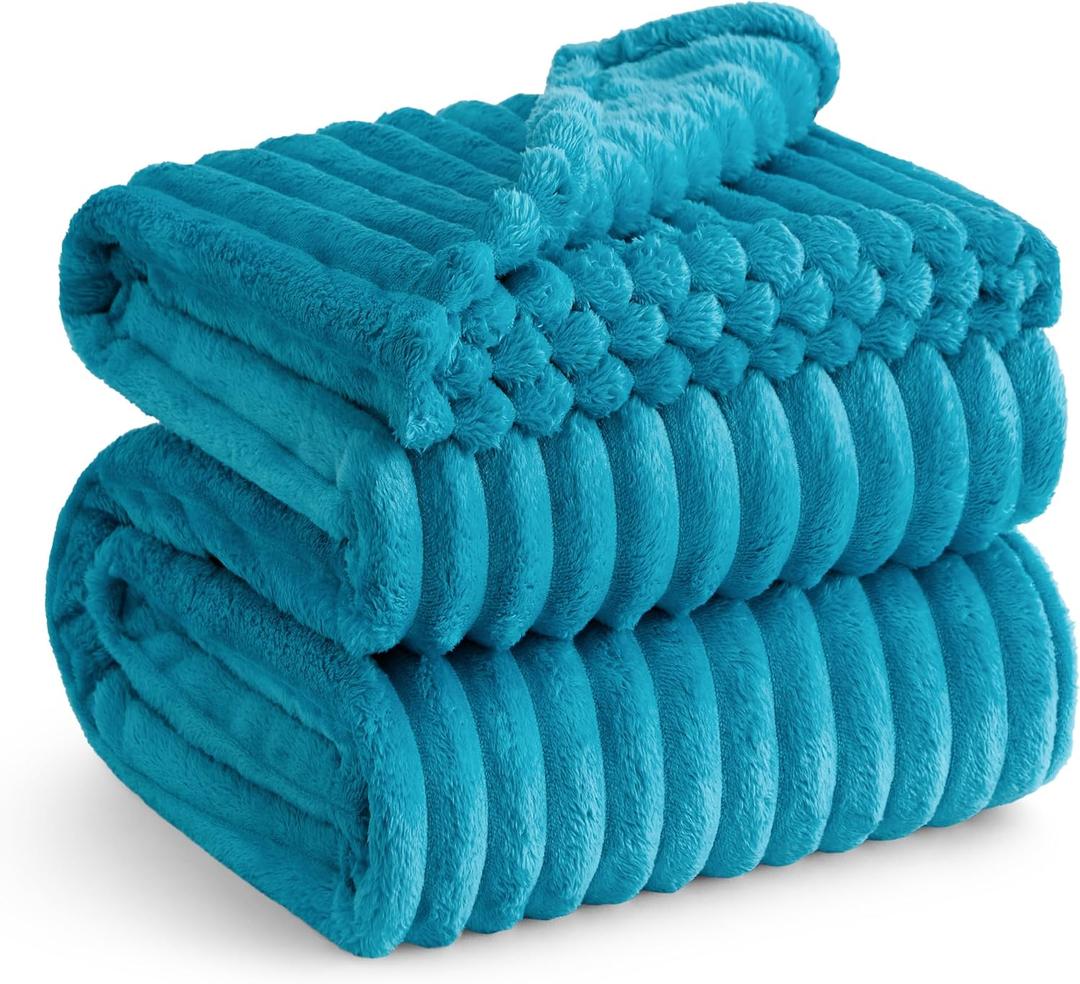 Bedsure GentleSoft Teal Fleece Blanket for Couch - Cozy Soft Blankets for Women, Cute Small Throws for Girls, 90x90 Inches