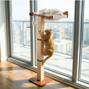 Sintuff Cat Window Perch with Scratching Post Climbing Tree Hammock Mounted with Suction Cups 46 Inch Tall Adjustable Narrow Cat Tree Climbing Pole for Playing Sleeping Watching Birds(Square)