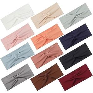 Panleding 12 Pcs Stretchy Headbands for Women, Absorbed Sport Headband Soft Twist Knotted Headbands for Daily Life Yoga