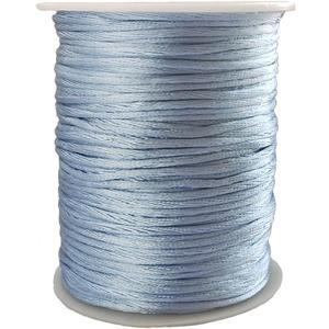 1.5 mm x 110 Yards Nylon Satin Cord Beading Braided Thread String for Chinese Lucky Knotting Rattail Macrame Necklaces Bracelets Jewelry Making (Light Blue)