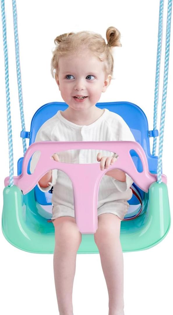Toddler Swing, 3-in-1 Baby Swing Seat, Anti-Flip Snug & Secure Detachable Kids Swing Set, Infants to Teens Swing Seat for Playground Indoor Outdoor. (Macaron Green)