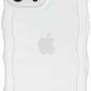 IYH Transparent Wave Case for iPhone 16 Pro 6.3 inches, Soft TPU Shockproof Cute Design Camera Protection Phone Covers for Women Men Boy Girls(White)