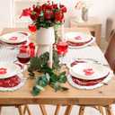 Bucherry 4 Pcs Valentine's Day Heart Placemats 17 Inch Red Love Hearts Placemats Fabric Table Mats with Ruffled White Edge, Seasonal Anniversary Holiday Table Mats for Party Kitchen Dining Decoration