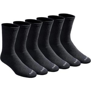 Dickies Men's Dri-Tech Essential Moisture Control Crew Socks, (6, 12 Pairs) (XX-Large, Solid Black (6 Pairs))