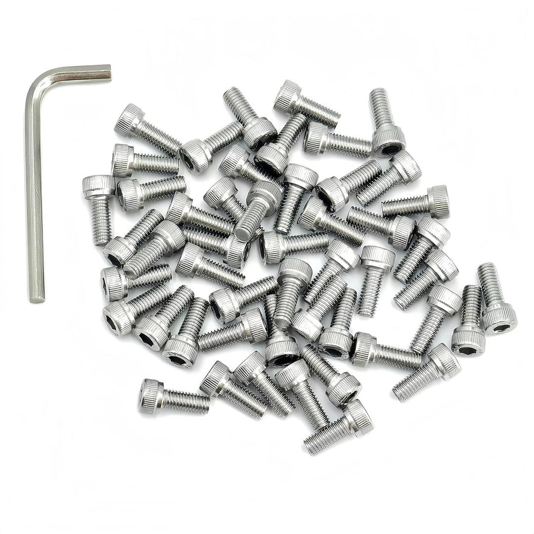 2 x M5-0.8 x 10mm Socket Head Cap Screws, Stainless Steel 18-8 (304), Allen Socket Drive, Full Thread, Bright Finish, 50 PCS