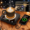 Mug Warmer, Cordless 180 Min Battery Life, 10000mAh Portable Charger, Wireless Coffee Cup Warmer for Desk, 3 Temp Settings, Smart Candle Heat Plate for Home, Office, Travel, Camping & Gifts for Men