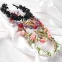 Women's Red Flower Crown Headband - Lace and Foam Hairband with Rose Floral Decoration, Suitable for Weddings, Parties, and Everyday Wear for Women