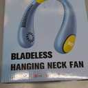 Kids Neck Fan with Shark Sticker, Bladeless Fan for Kids, Safe Portable Rechargeable Cooling Fan for 4-14Y Boys, 2600mAh Personal Fans for Your Neck, 4 Speeds & Lightweight, Summer Gifts for Kids (Dark Blue-Shark)