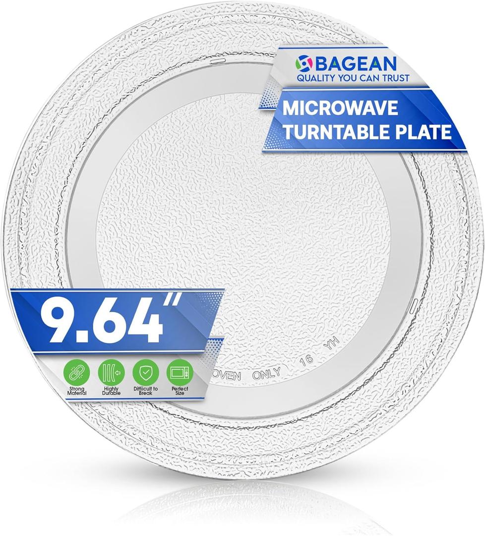 Microwave Plate Replacement 9.6 Inch for Small Microwave Oven Turntable Plate - LG Replacement Microwave Glass Plate Fits Many Brands Plates - Rotating Dish Tray For Better Reheating and Cooking