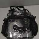 Paxiland Clear Bag for Stadium Events 12x6x12 inches, Clear Tote Bag with Reinforced Strap, Clear HandBag for Sports Concert (Black)