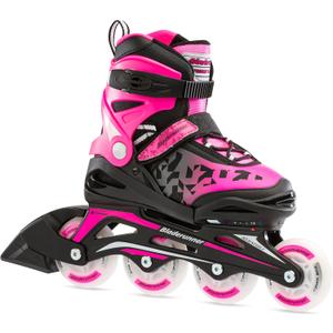 Bladerunner by Rollerblade Phoenix Flash Kid's Adjustable Fitness Inline Skate, Black/Pink 5-8