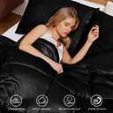 Whale Flotilla 3-Piece Reversible Silky Soft King Size Comforter Bedding Set, Luxurious Satin Comforters Oversized with 2 Satin Pillowcases, Lightweight Duvet for All Seasons, Black