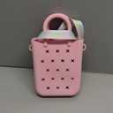 Oudizz Mini Rubber Tote Bag, Silicone Beach Tote for Little Girl & Woman, Cute Bag with 20 Charms & Adjustable Shoulder Strap (Pink)