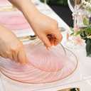 80pcs Clear Pink Disposable Shell Plastic Plates With Gold Rim, 10 inch 40 Dinner Plates and 7 inch 40 Dessert Plates for Party, Wedding, Birthday