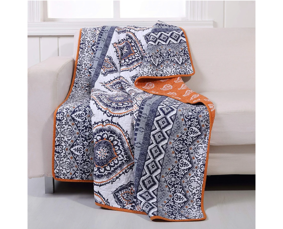 Greenland Home Fashions GL-1510JTHR Medina Throw Blanket Saffron, 50 x 60