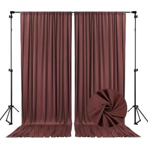 10 x 10 Feet Red Brown Backdrop Curtain for Partie, Background Curtains for Photoshoot, Birthday, Wedding, Halloween, Thanksgiving, Christmas, New Year Party Decorations 5Ft x 10Ft, 2 Panels