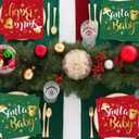 Santa Baby Shower Decorations Napkins, 40Pcs Red and Green Christmas Shower Paper Napkins for Xmas Winter Holiday Baby Shower Party Supplies