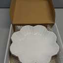 Porcelain Serving Dish,Ceramics Flower Relish Tray with Metallic Rim,Serving Bowls for Wedding,Party Perfect for Small Cereal, Pasta, Salad, Candy and Snacks White 9 inch