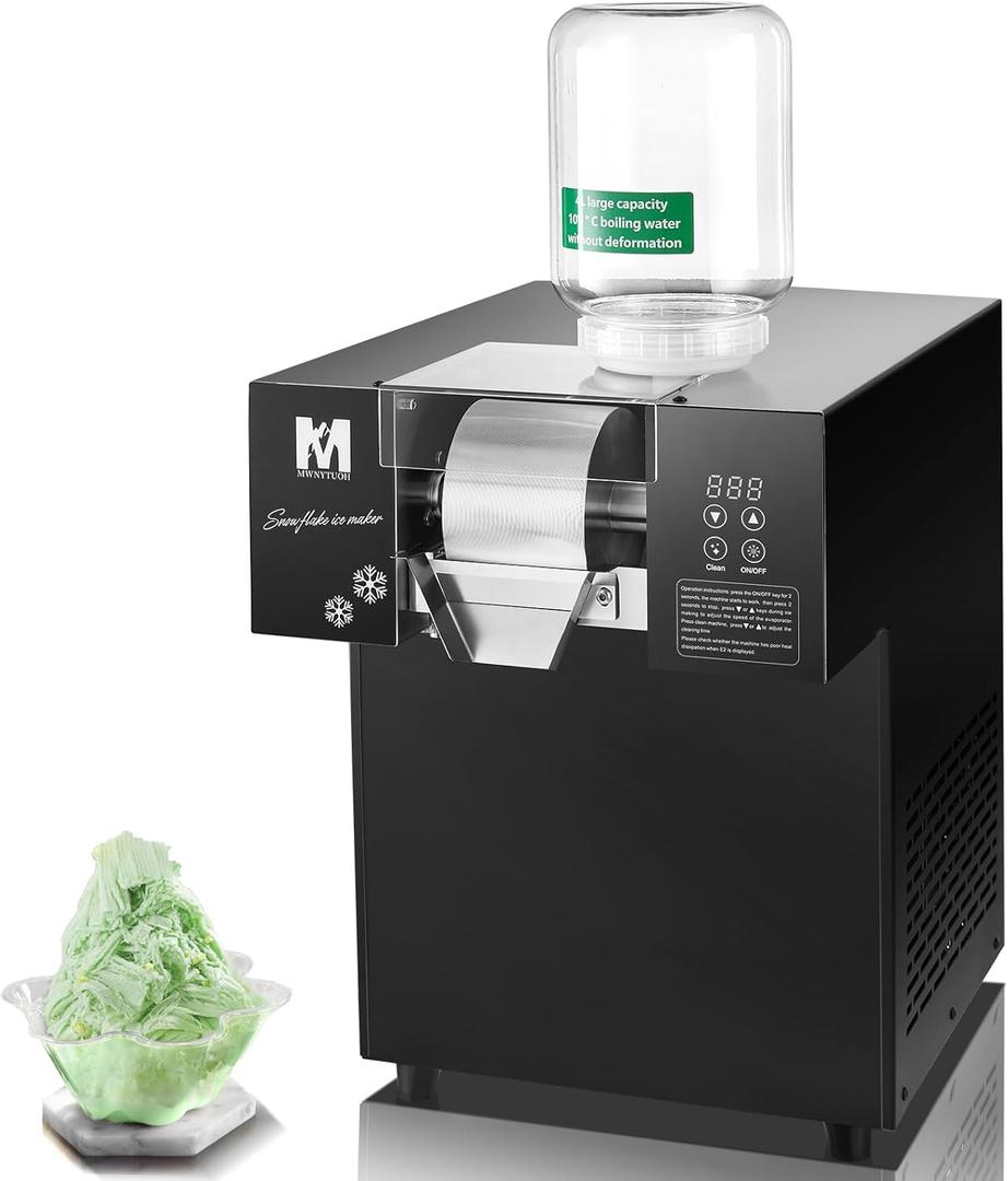Snowflake Ice Machine, 485.0LBS/24H 1000W Shaved Ice Machine, Rapid Cooling, Food-Grade Stainless Steel Material, Snowflake Ice Maker for Dessert, Ice Cream, Suitable for PartyCommercial Use