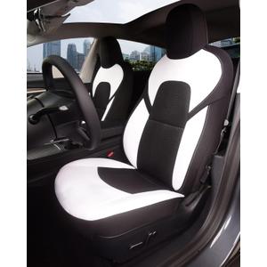 TOYOUN Front Car Seat Covers Custom Fit for Tesla Model 3 2017-2023 Model Y 2020-2024 Car Seat Protector 2PCS,White Black Two Tone Fully Wrapped Farbic Cloth Seat Cover Set for Tesla Model 3/Y TOYOUN Front Car Seat Covers Custom Fit for Tesla Model 3 2017-2023 Model Y 2020-2024 Car Seat Protector 2PCS,White Black Two Tone Fully Wrapped Farbic Cloth Seat Cover Set for Tesla Model 3/Y