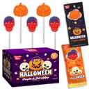 50 Pack Halloween Lollipops - Individually Wrapped Pumpkin And Skull Suckers  Strawberry And Tutti Frutti Delicious Candys - Bulk Candys Great Use, For Kids, Party Favor, Classrooms, Goodie Bags