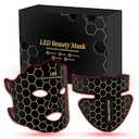 Yahi Red Light Photon Facial & Neck Mask with Remote Control, 7 Custom Modes with Infrared, Portable & Rechargeable with Timer for Home Use, 175 High-Density Light Beads, Black