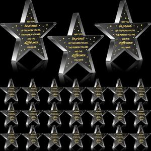 24 Pcs Employee Appreciation Awards for Coworker Acrylic Thank You Gifts Trophy Be Proud of The Work You Do Prizes for Colleague Retirement Farewell Motivational Gift (Pentagram)