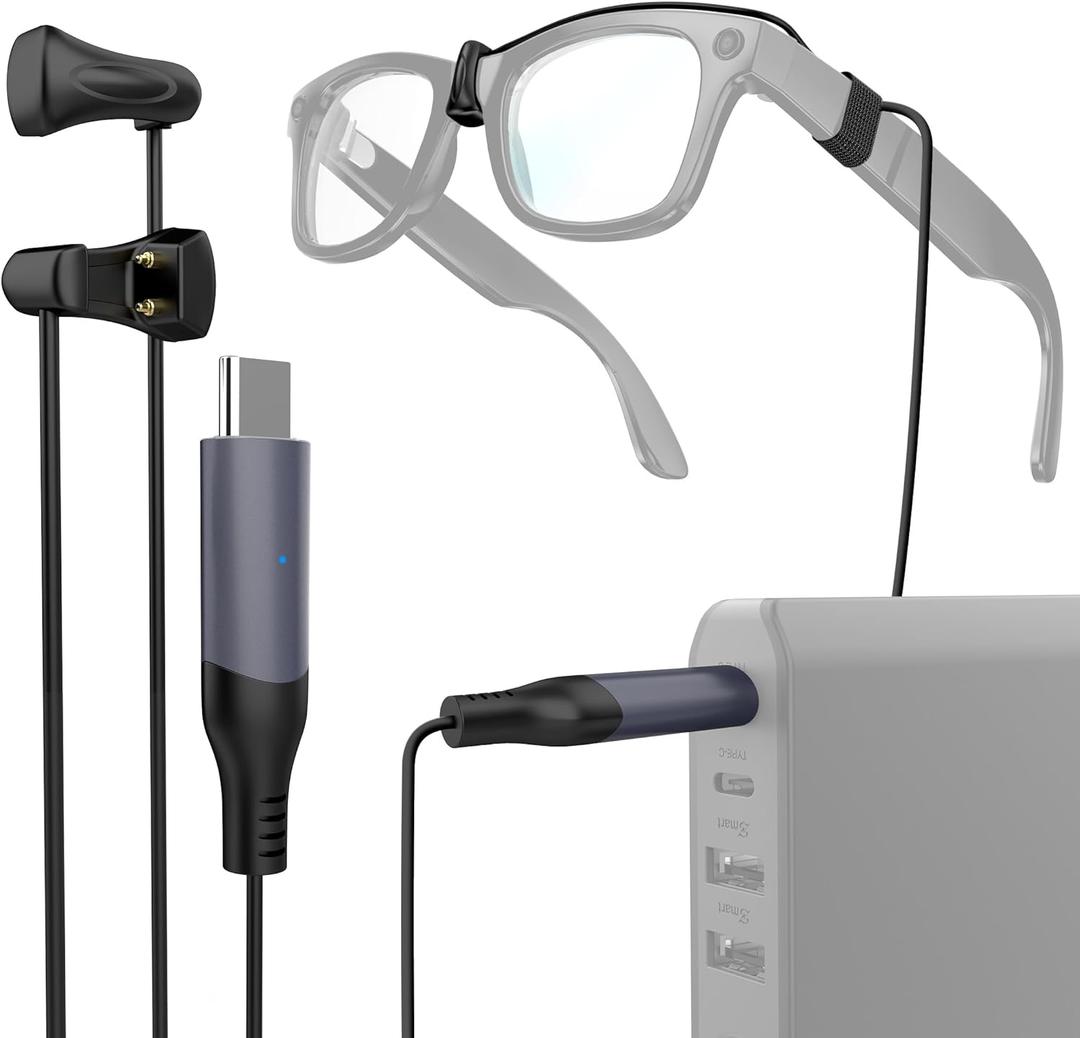 USB C Charging Cable for Ray-Ban Meta Smart Glasses 5FT/1.5M, Type C Charger for Wayfarer Meta, Headliner Meta, Skyler Meta