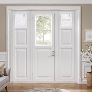 MIULEE Sidelight Sheer French Door Curtains Short 25 x 20 Inches Light Filtering Window Treatment with Tieback 2 Panels, White