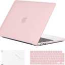 EooCoo Case Compatible with MacBook Air 15 inch M5 2026 2025-2023 Release M4 M3 M2 Model A3448 A3241 A3114 A2941, Plastic Hard Shell Case & Keyboard Cover & Screen Protector, Pink