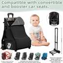 Rolling Car Seat Travel Bag with Wheels Car Seat Backpack Transport Case for Airplane Travel, Fits Convertible & Booster Seats, Protective Storage Cover, Black