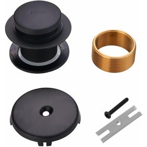 Tub Drain Black Tip Toe Bathtub Drain Conversion Kit Assembly, Replacement Bath Drain Trim Kit with Single Hole Overflow Faceplate and Fine/Coarse Thread, Matte Black
