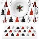 50 Pack Xmas Tree Christmas Paper Placemats Disposable Xmas Trees Winter Holiday Kitchen Paper Place Mats 11 x 17 Inch Table Mats for Home Party Dining Table Decor (Christmas Tree)