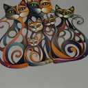 Wesiti Cat Wall Art Decor Iron Wall Sculptures Decor for Cats Lover 12.3 x 13 Inches Colorful Retro Mid Century Cat Signs for Home Living Room Bedroom Kitchen Office