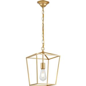 ANJIADENGSHI Lantern Pendant Light Lantern Iron Cage 1 E26 Bulbs Gold Chandelier for Dining Room Kitchen(Bulbs Not Included)